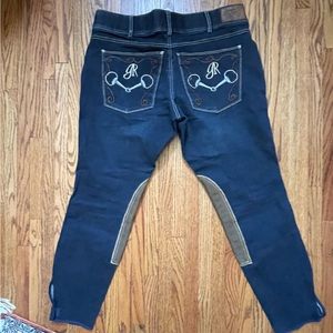 Goode Rider sz 36 denim jean breeches embroidered pockets NEVER WORN